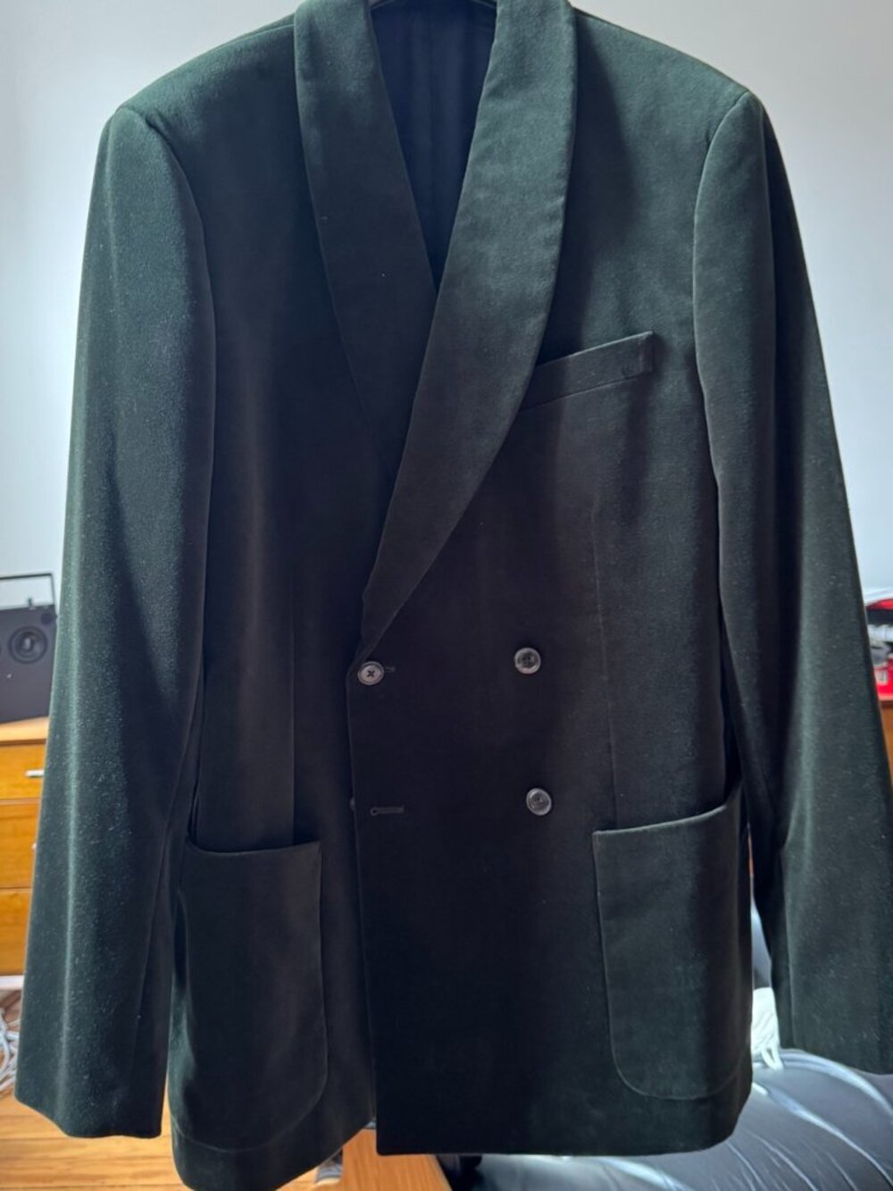 Crosby Classic-fit double-breasted shawl-collar blazer in velvet